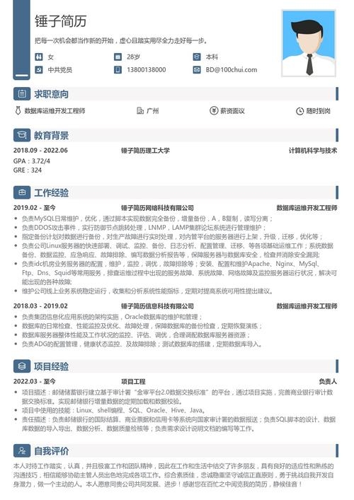 数据库工程师简历，专业技能与经验的深度展示插图